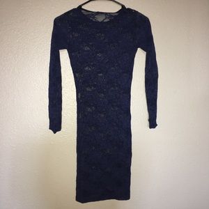 Sheer Lace Navy Long Sleeve American Apparel Dress